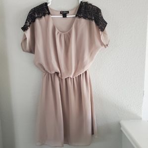 Nude and black lace dress